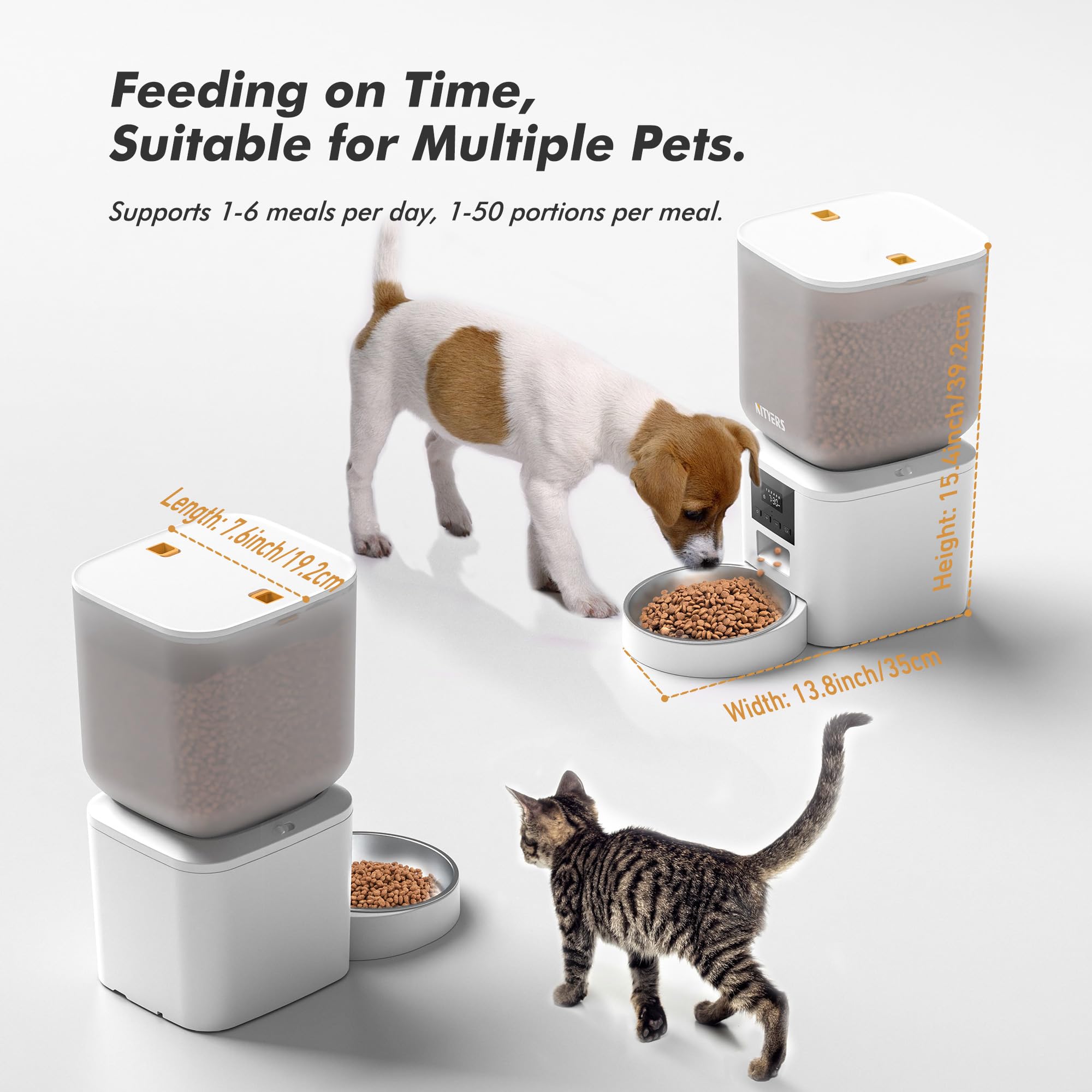 Nityers automatic feeder hopper shows large capacity for fresh, portioned meals