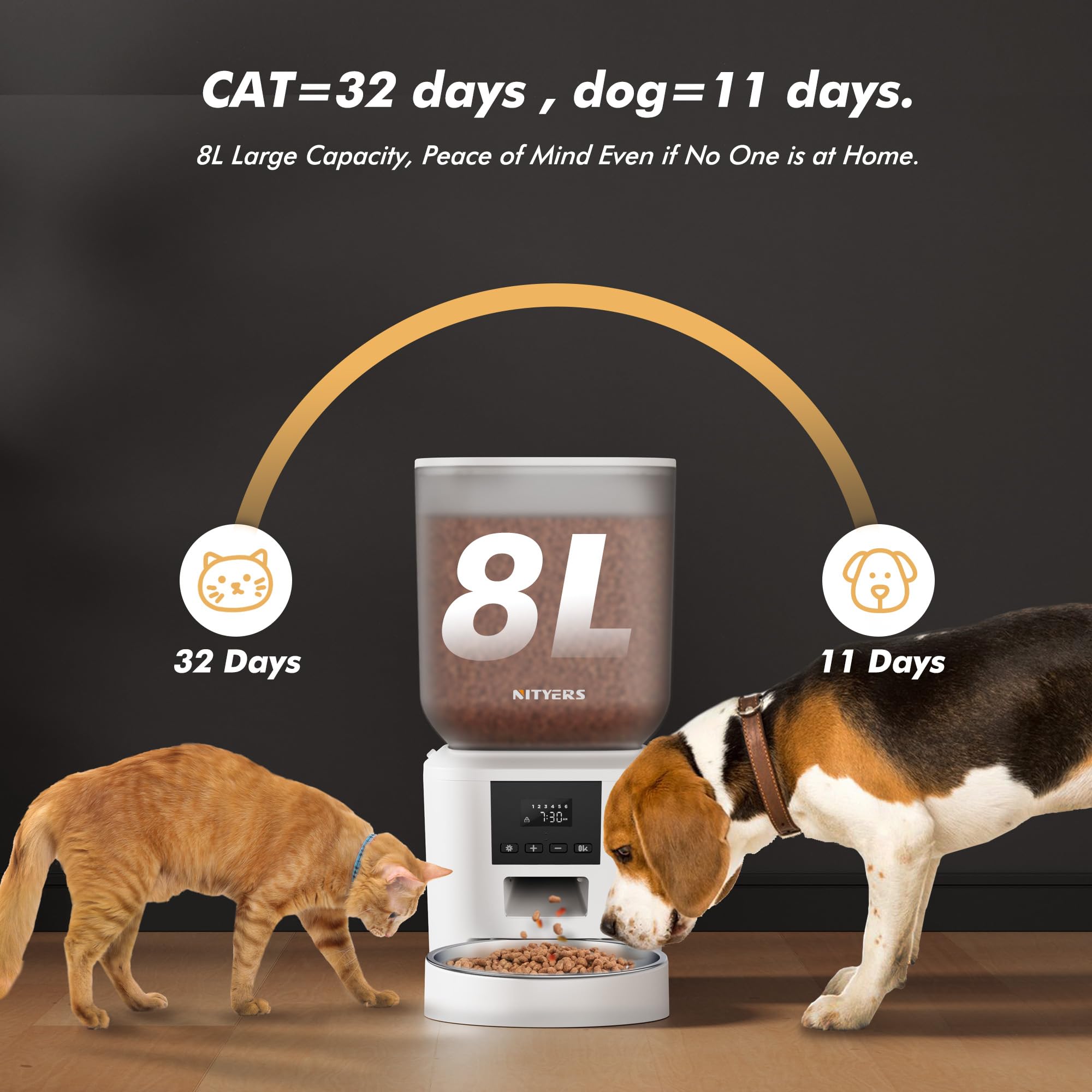 Nityers automatic feeder with LCD screen display helps set precise meal times