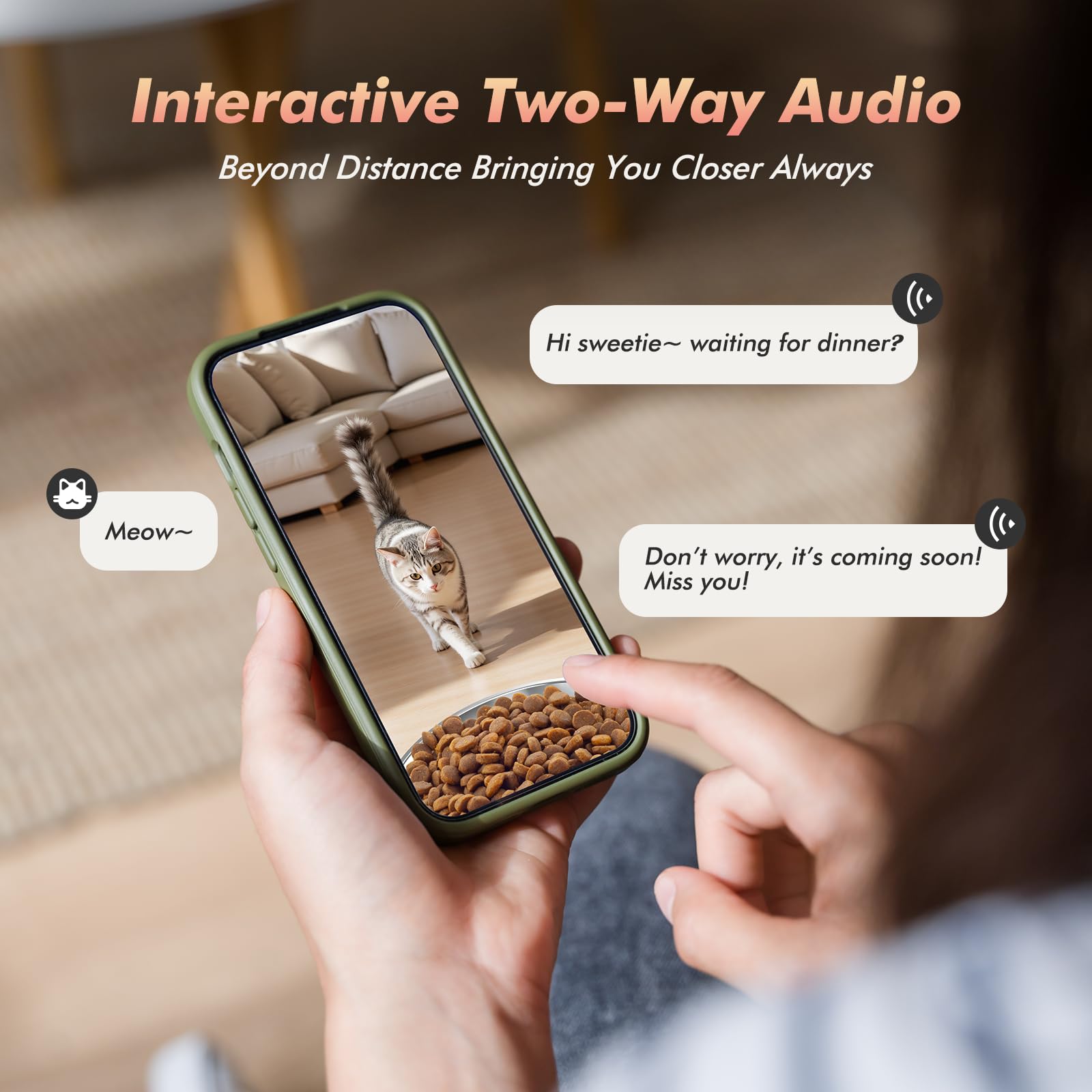 Nityers feeder with two-way audio lets you talk to your pet at mealtime.