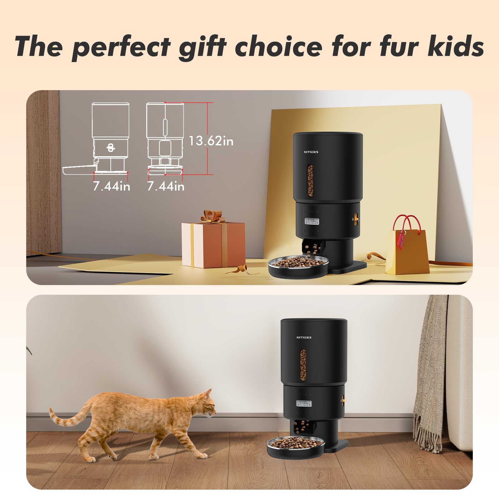 Nityers clear window and low food sensor aid monitoring in multi-pet homes.