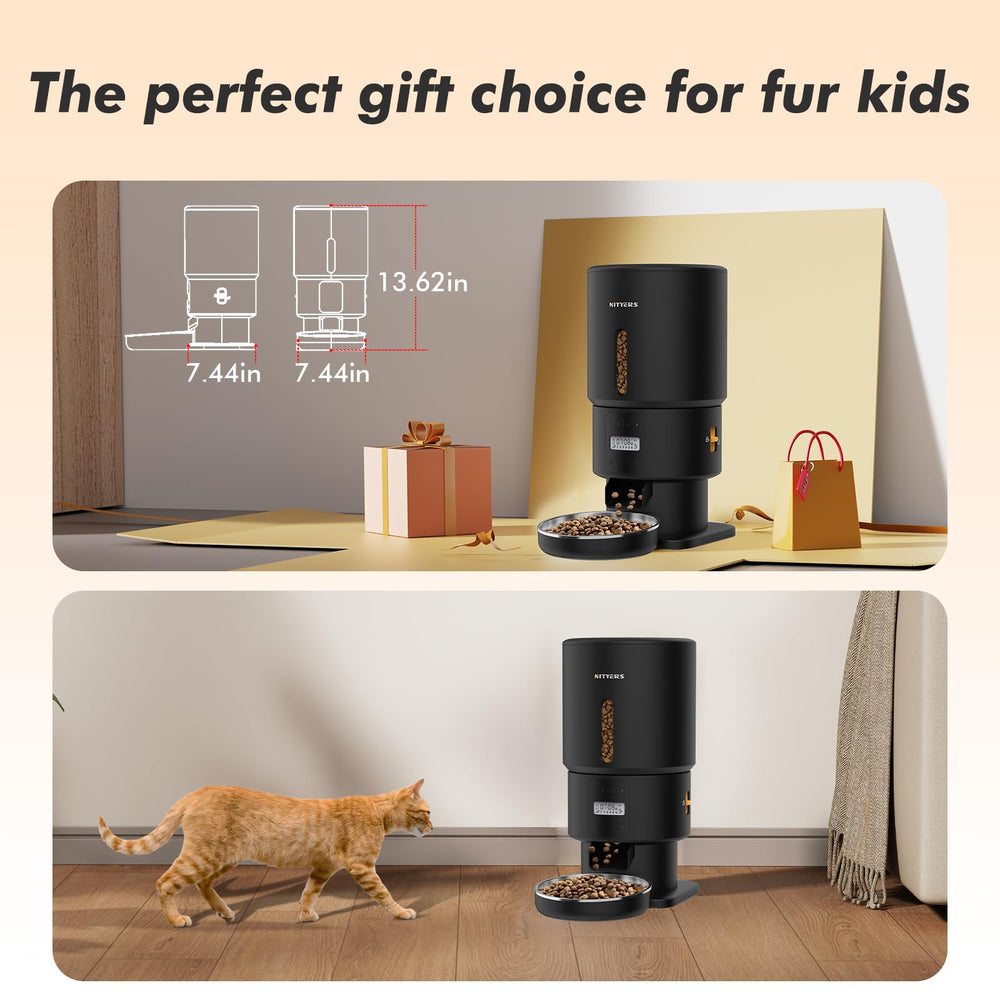 Nityers clear window and low food sensor aid monitoring in multi-pet homes.