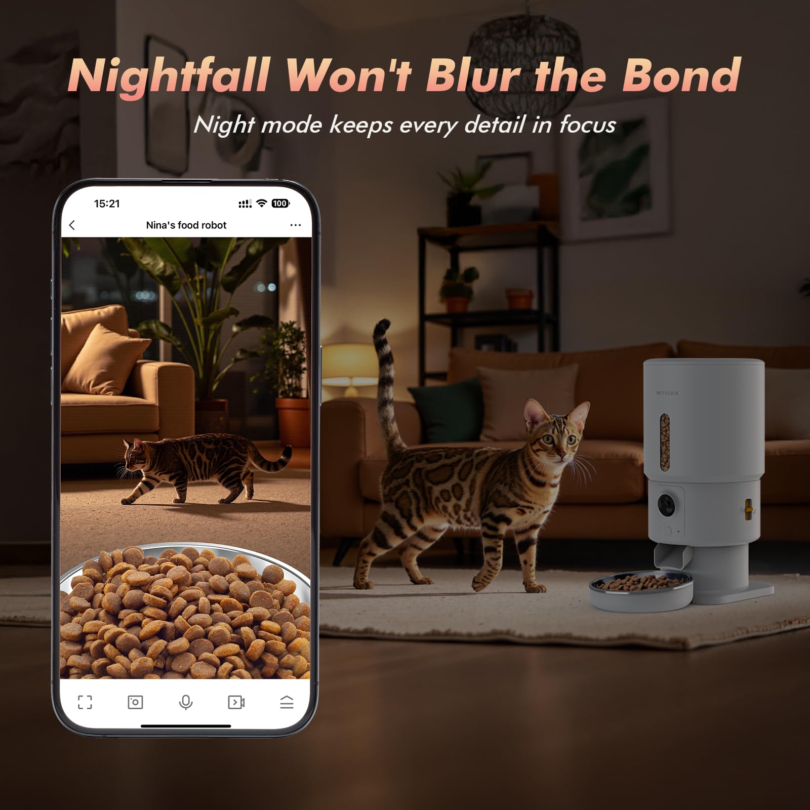 Nityers smart feeder app control lets you schedule meals from anywhere.