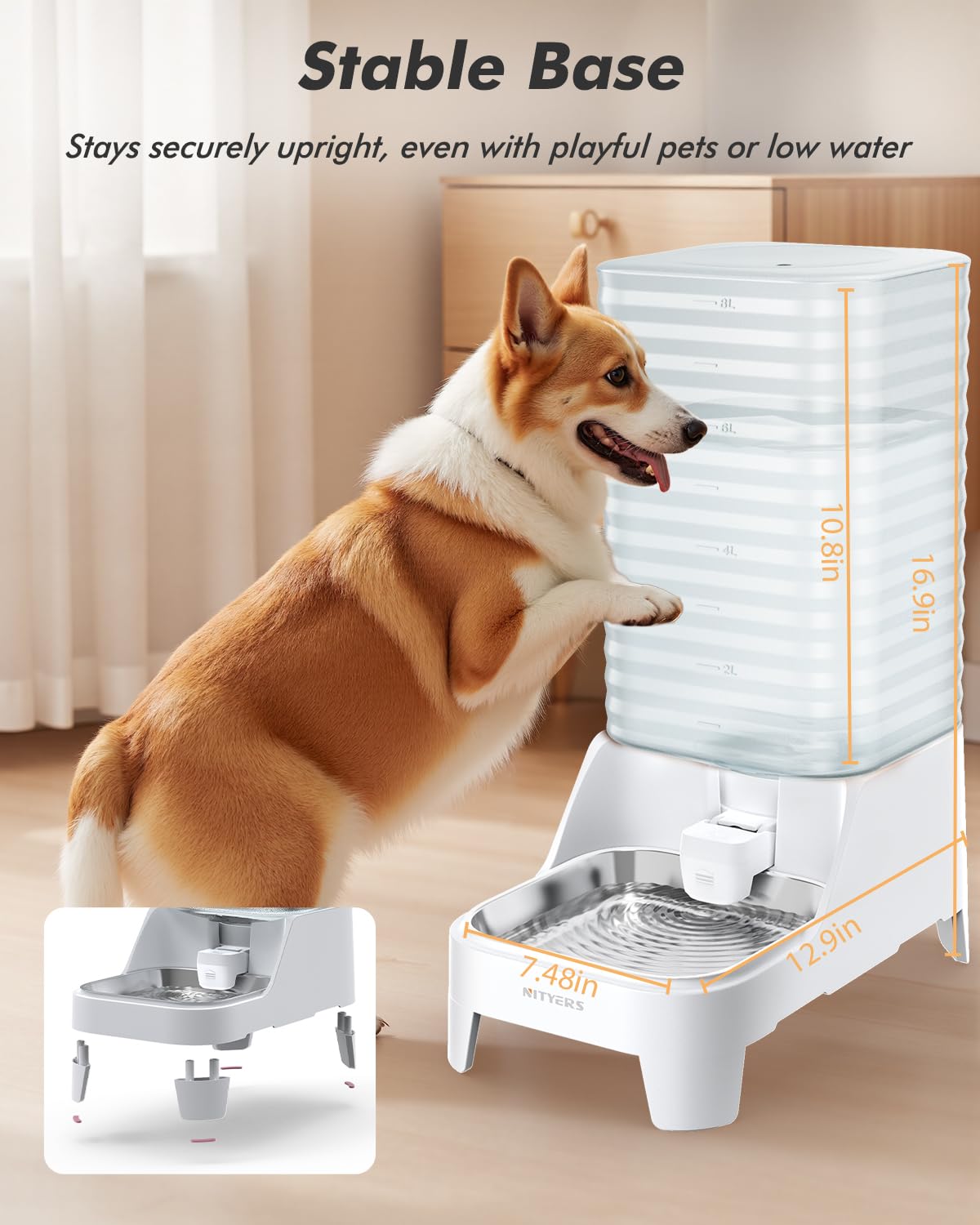 Nityers stainless-steel bowl maintains clean, rust-free drinking