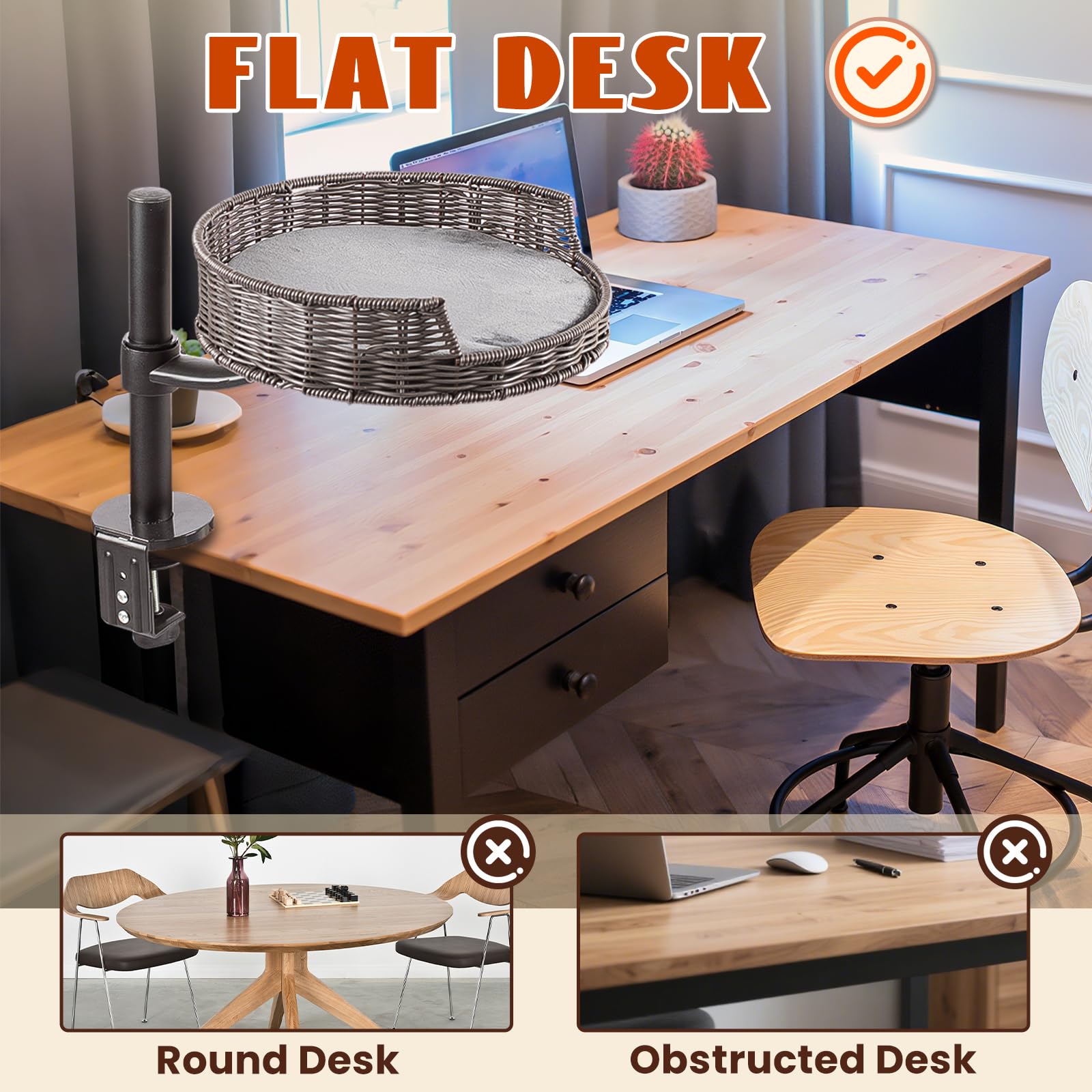 No-drill, tool-free installation for quick setup on compatible desks.