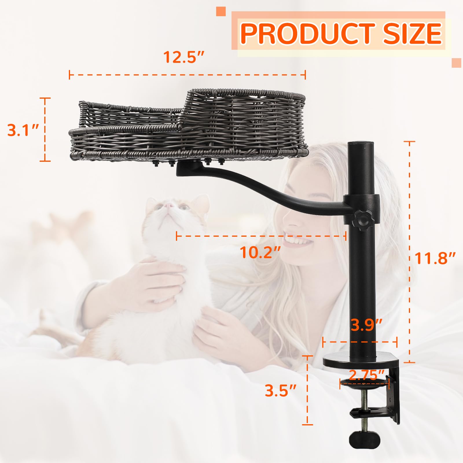 Height-adjustable post up to 11.8 inches offers flexible viewing and nap angles.