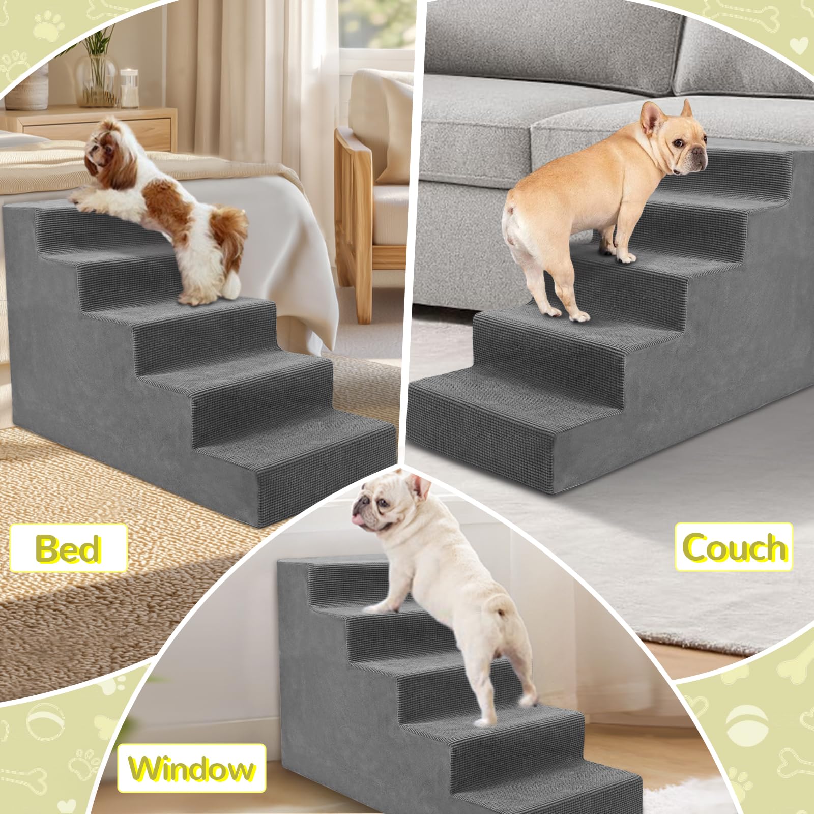 Niubya dog stairs expand after unpacking to full height.