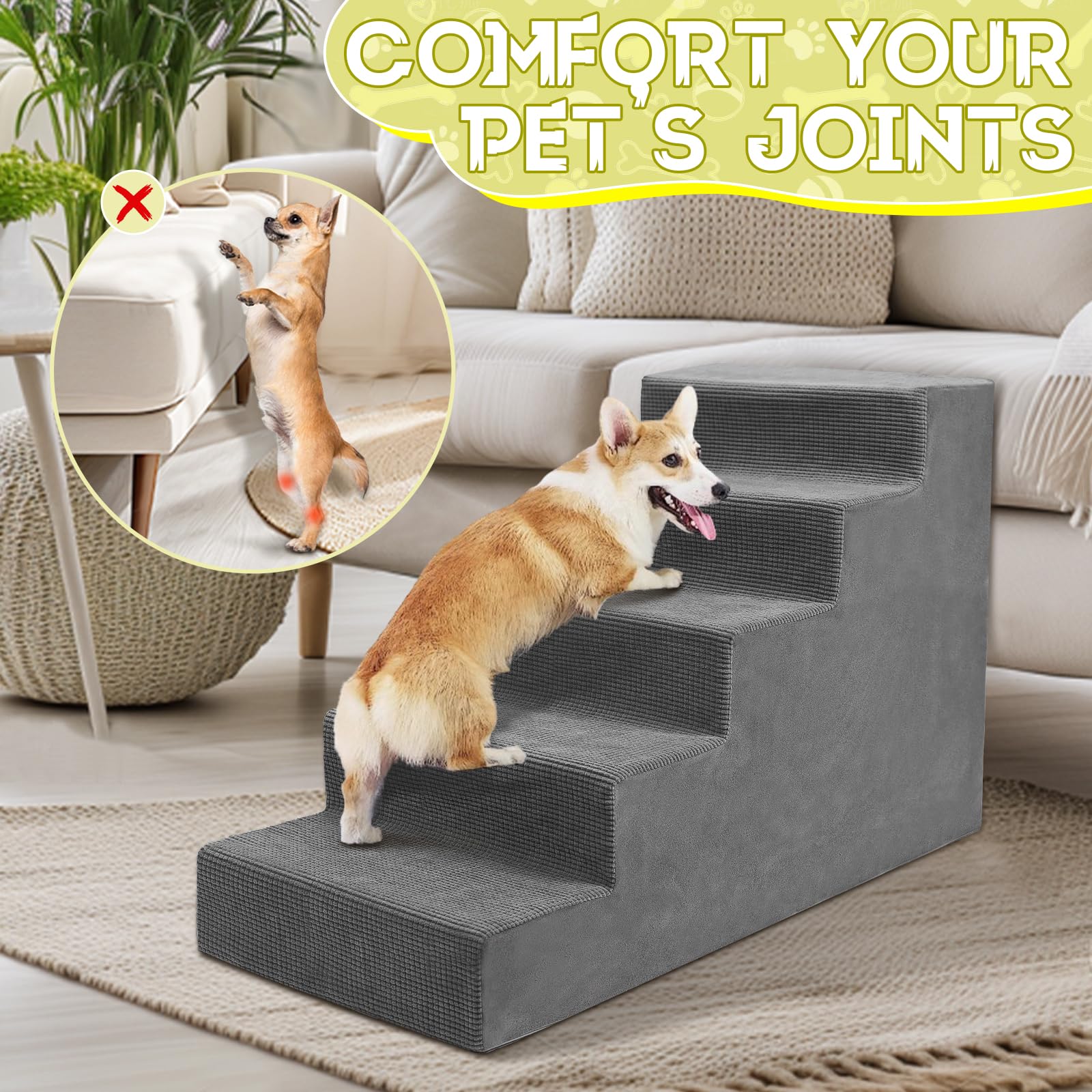 Niubya dog stairs washable cover for easy cleaning after adventures.
