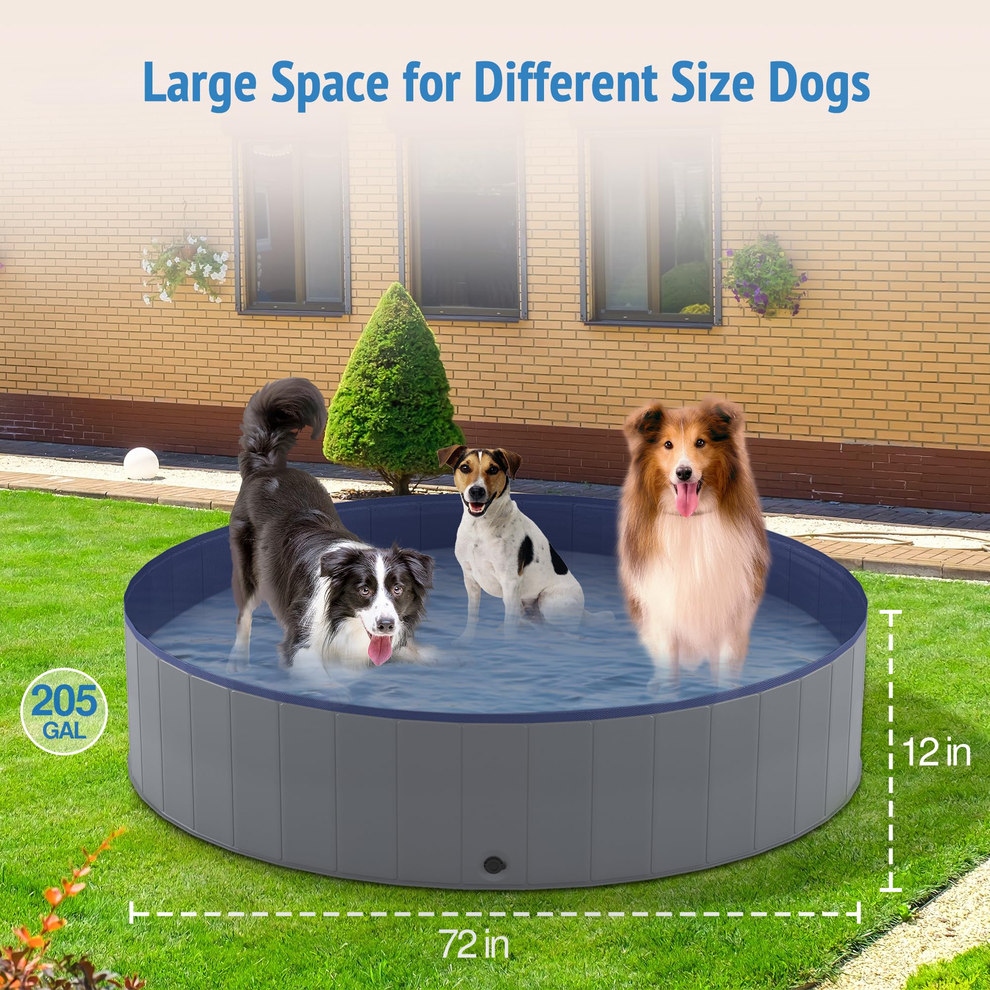 Niubya foldable dog pool folded flat ideal for storage and travel