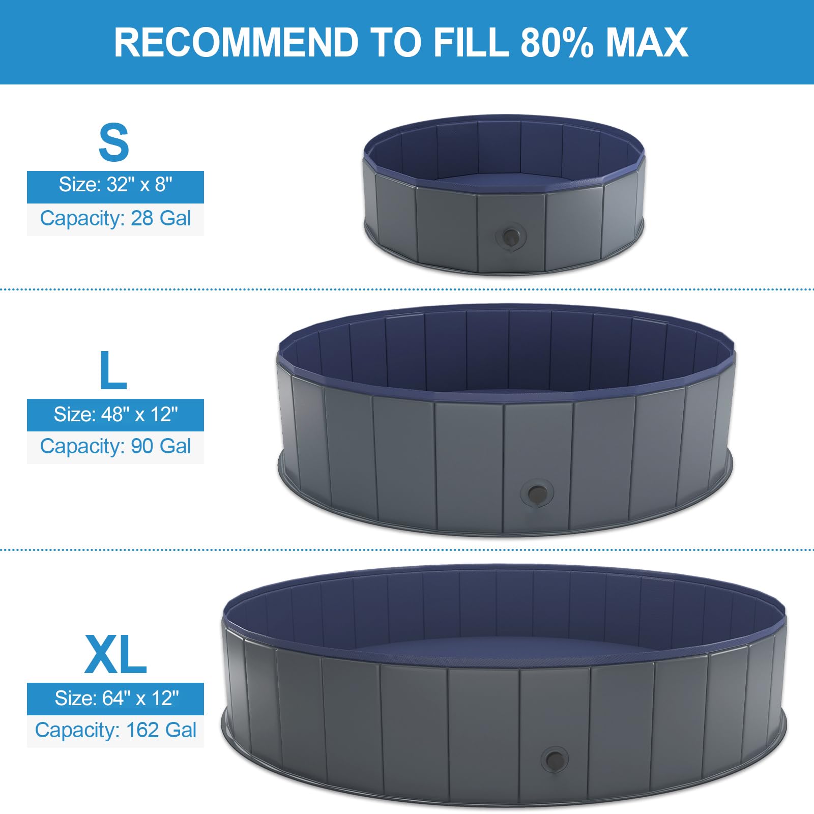 Niubya foldable pool folded storage highlights space-saving design for travel.