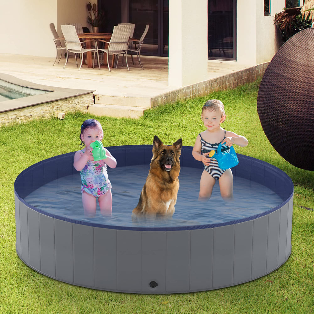 Niubya grey round pool demonstrates durable PVC and easy-clean design