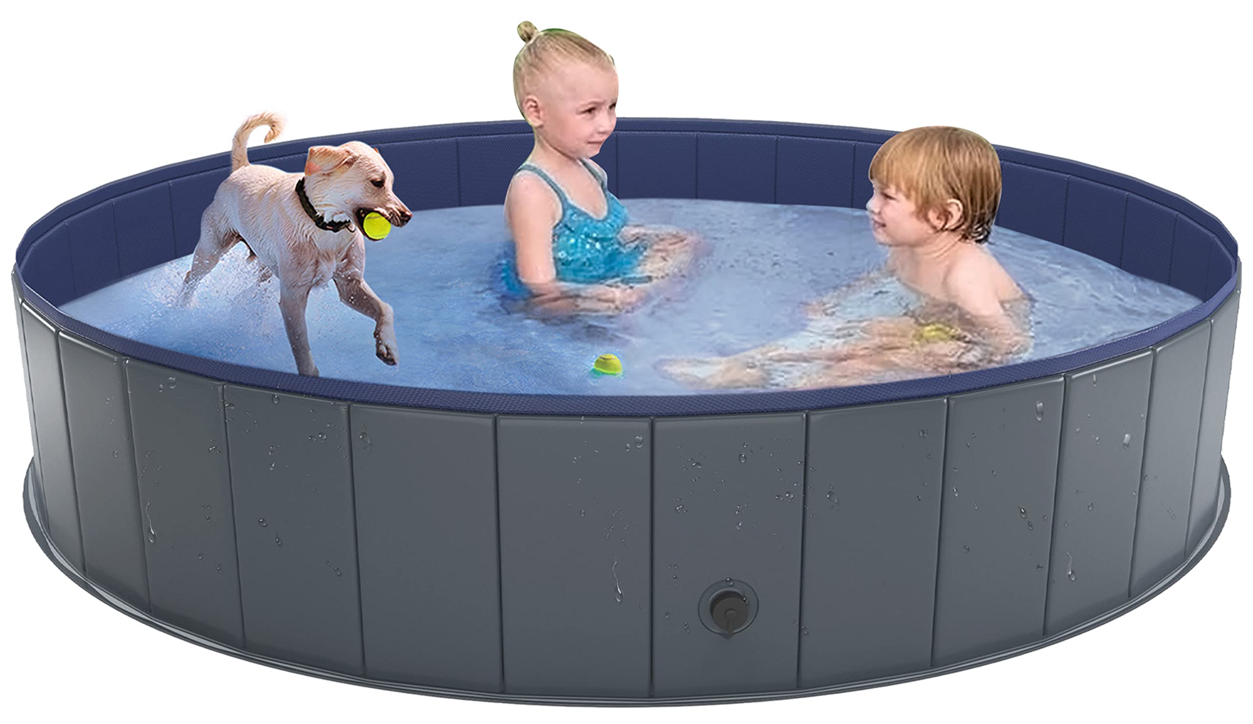 Niubya foldable pool setup demonstrates quick, portable cooling for pets.