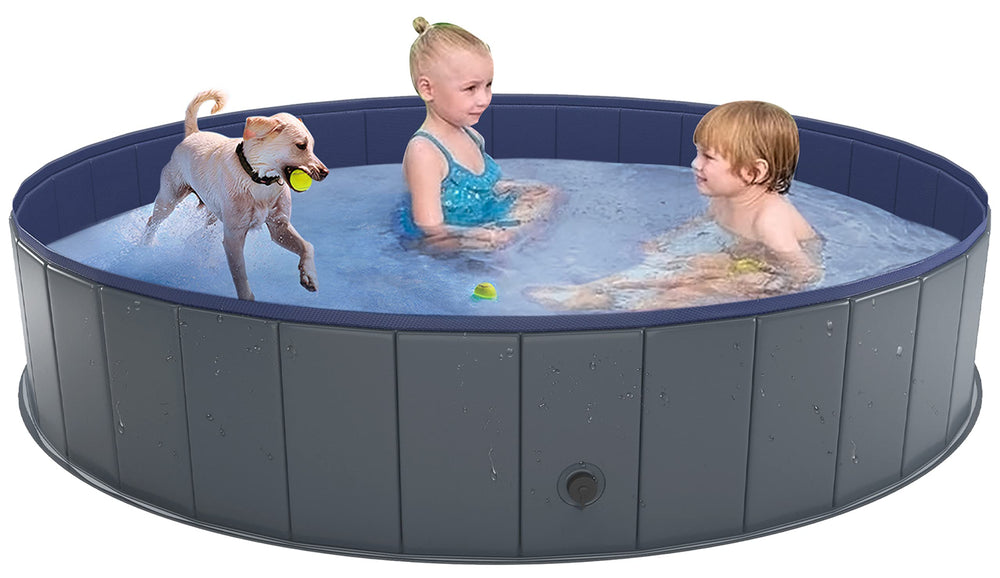 Niubya foldable pool setup demonstrates quick, portable cooling for pets.