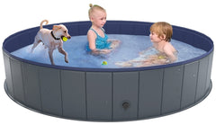 Niubya foldable pool setup demonstrates quick, portable cooling for pets.