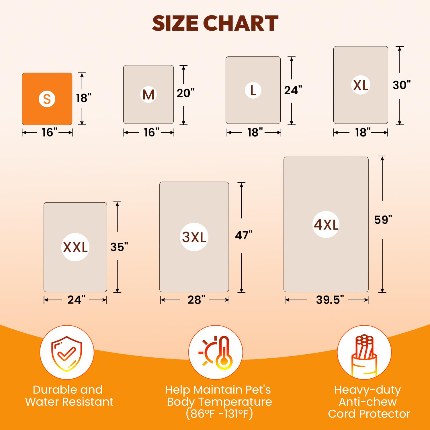 Niubya 18x16 inch heated mat offers roomy heat area.