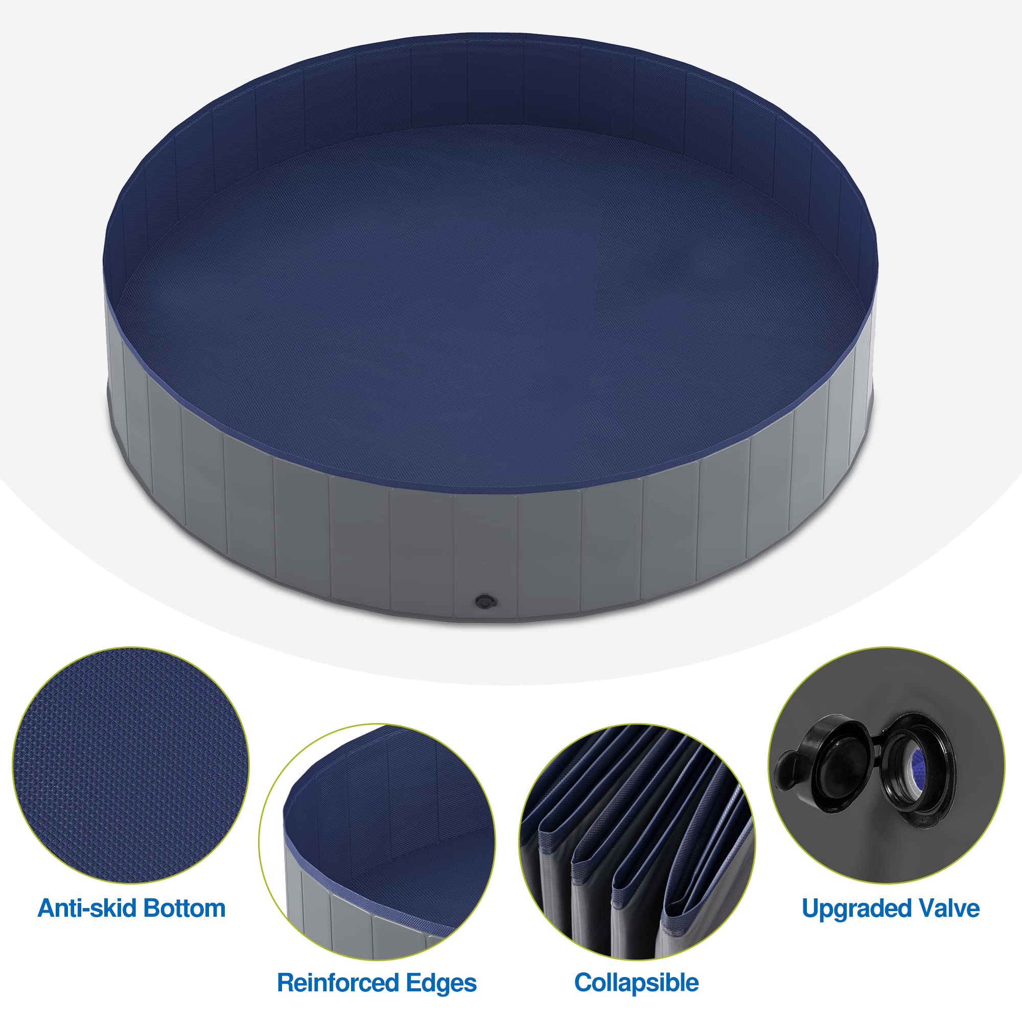 Niubya pool with side drain plug for quick water drainage