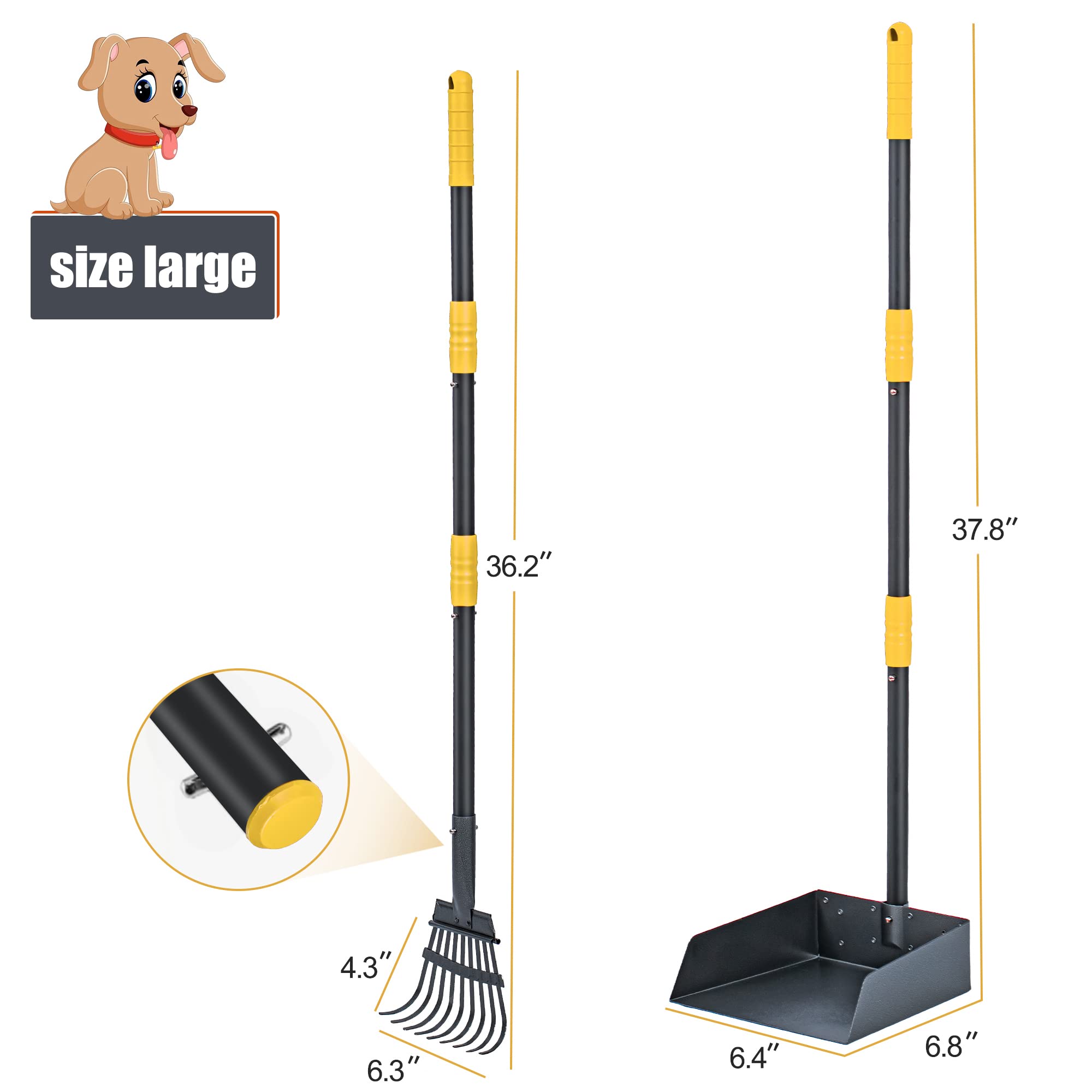 Niubya Poop Scooper anti-rust metal tray resists weather while cleaning.