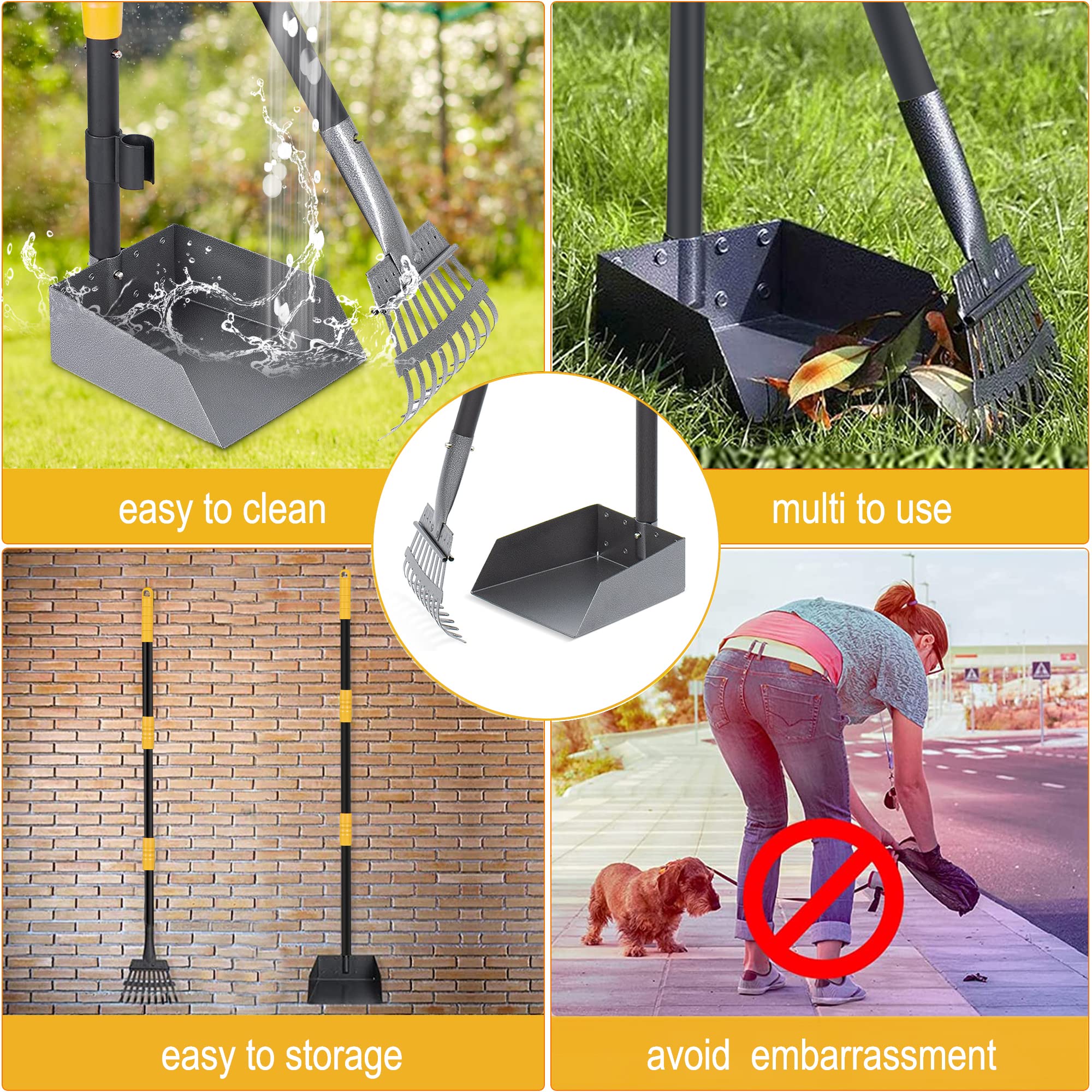 Niubya Poop Scooper detachable handle enables compact storage.