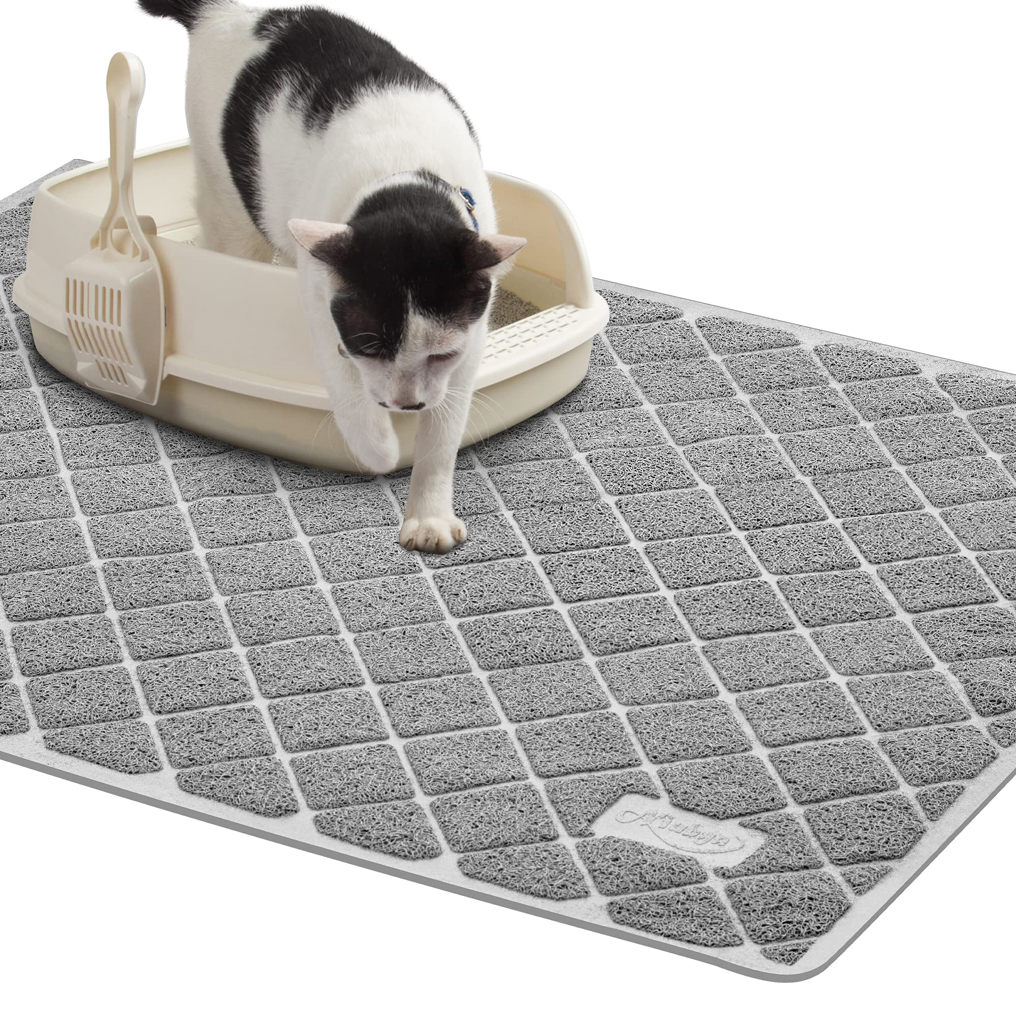Niubya Premium Cat Litter Mat close-up shows soft paw-friendly texture reducing tracking.