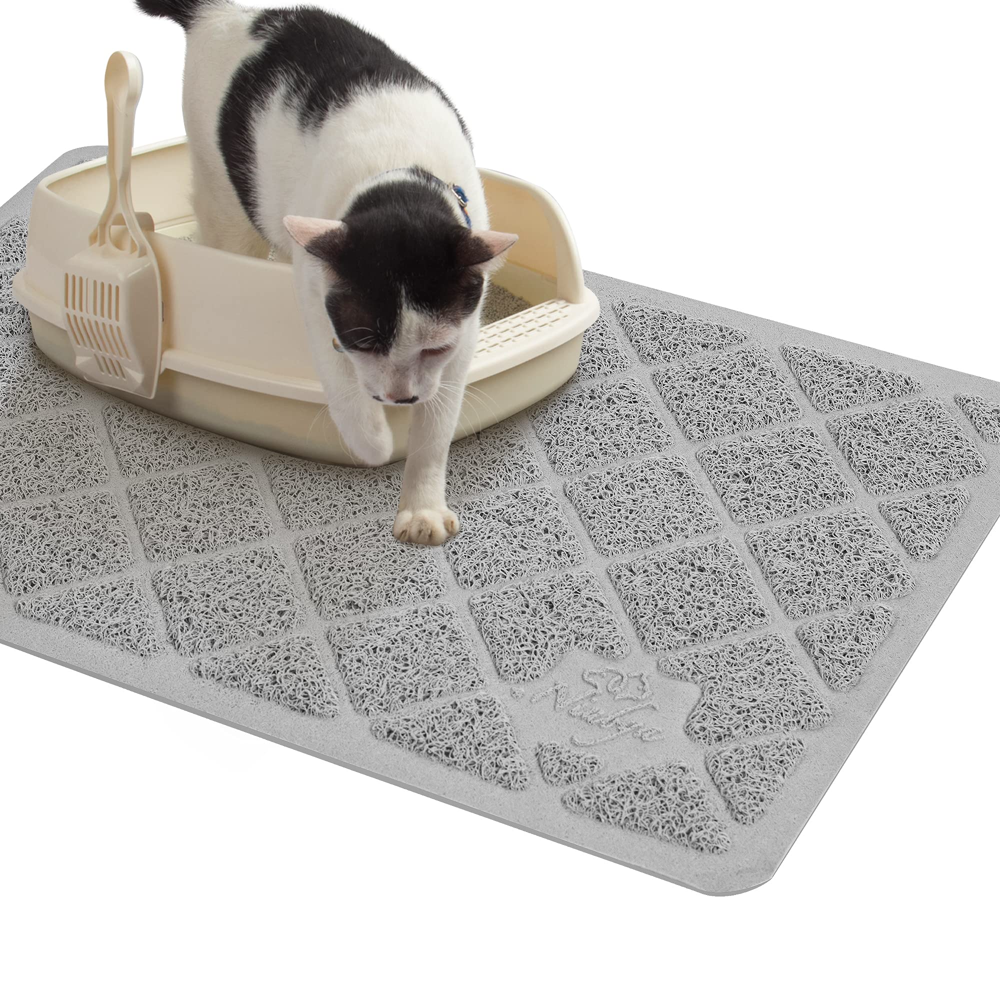 Niubya Premium Cat Litter Mat top view reduces tracking and keeps floors clean