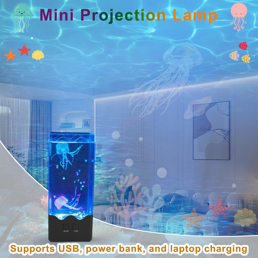 NIUFAN Jellyfish Lamp displaying 7-color options for mood-enhancing lighting.