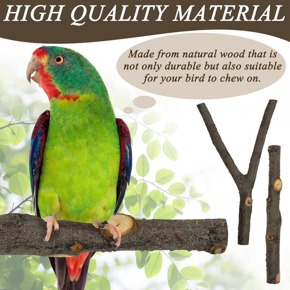 Niuohoy natural wood Y-shaped perch for safe chewing and nail care