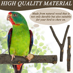 Niuohoy natural wood Y-shaped perch for safe chewing and nail care