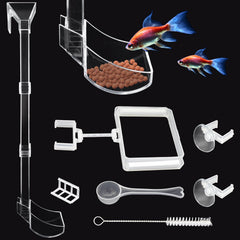 Niuohoy shrimp feeder tube and dish set in aquarium for mess-free feeding
