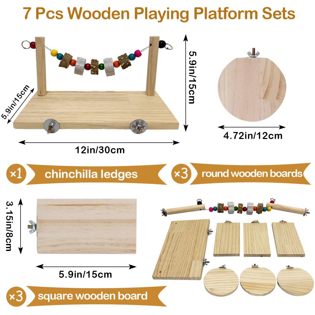 Niwaes round wooden board close-up shows a curved climbing platform for small pets.