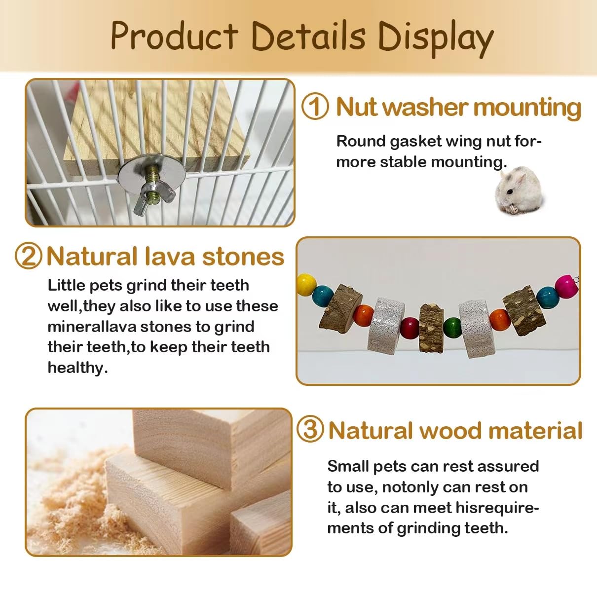 Niwaes square wooden board demonstrates versatile climbing space for small pets.