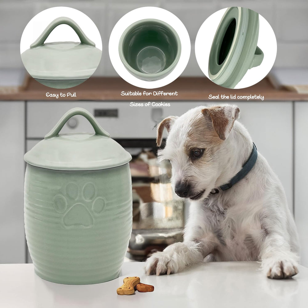 NIXBYO cat food jar in green keeps kibble dry and organized