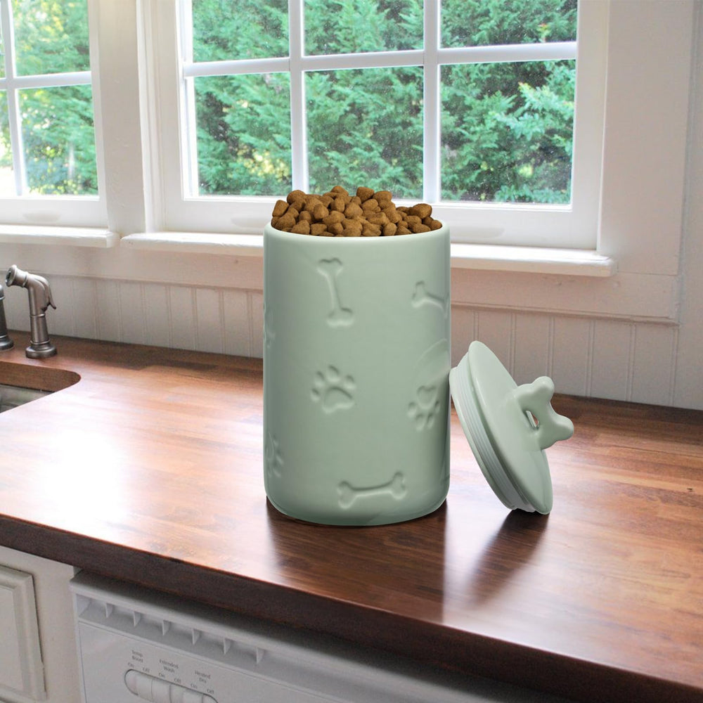 NIXBYO dishwasher-safe dog treat jar for quick cleaning after meals.