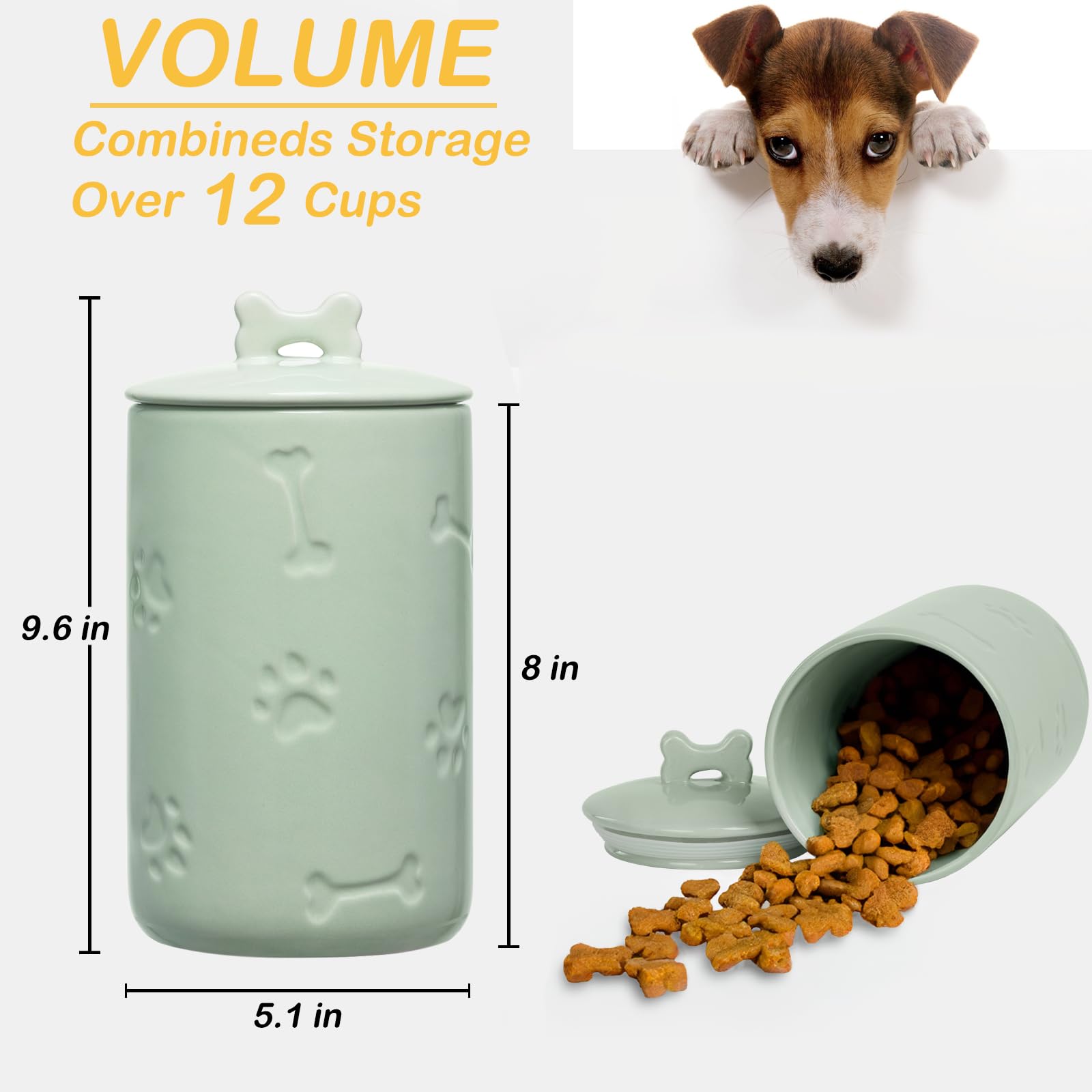 NIXBYO dog cookie jar shows full paw prints for organized snacks.