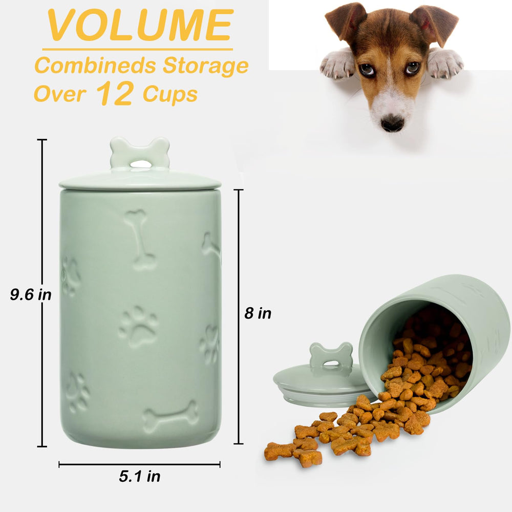 NIXBYO dog cookie jar shows full paw prints for organized snacks.