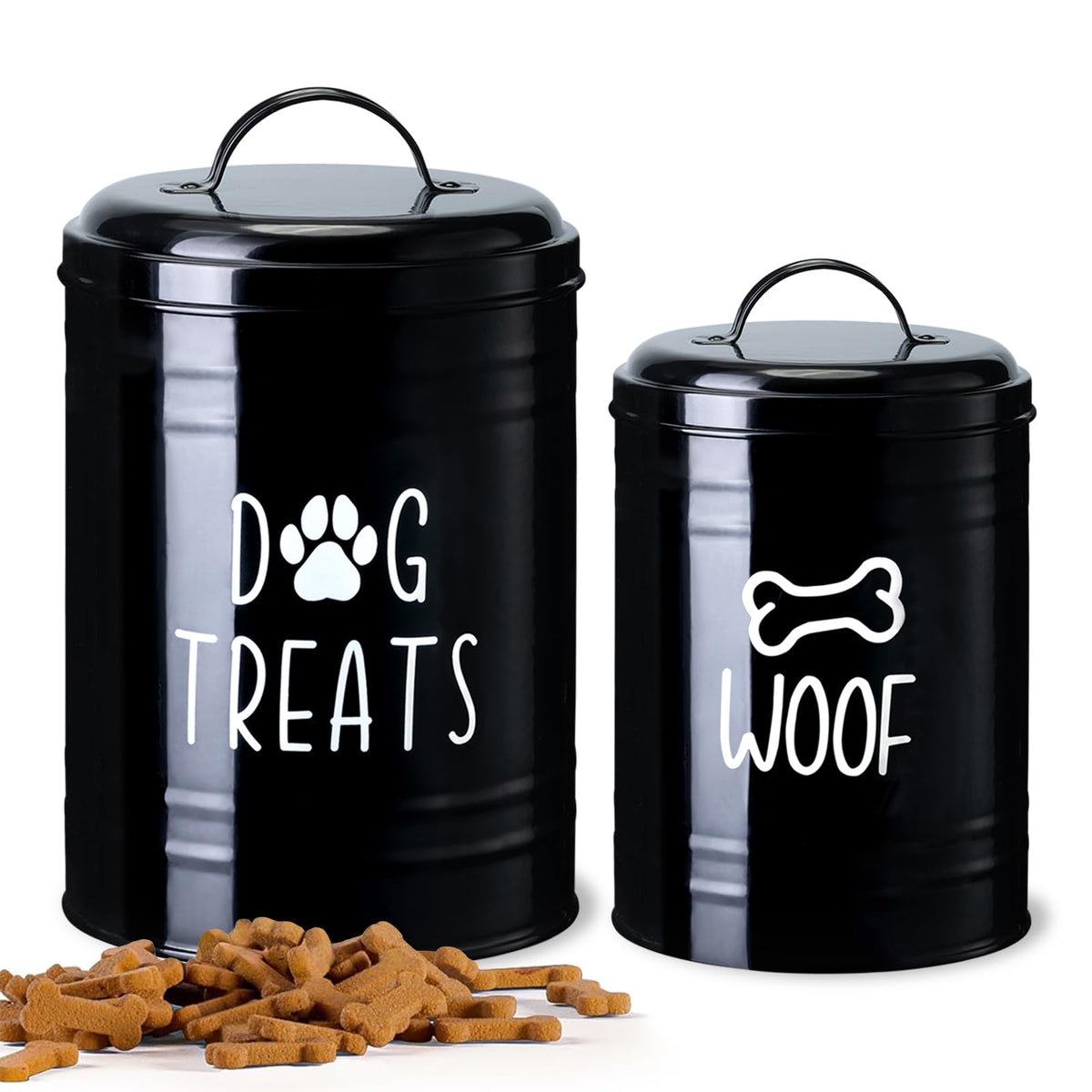 NIXBYO dog treat container 9x5 front view with airtight lid for fresh treats