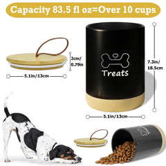 NIXBYO dog treat container lid close-up shows bamboo lid and seal.