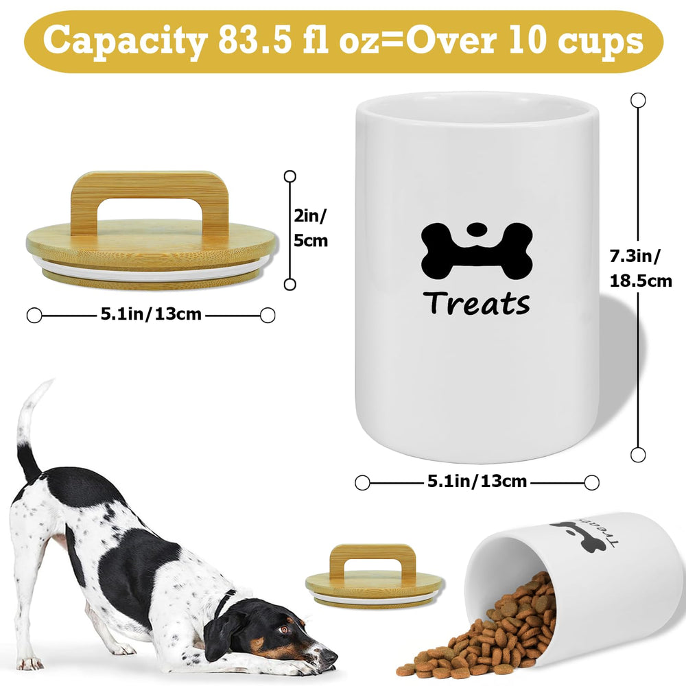 NIXBYO dog treat container with airtight bamboo lid keeps treats fresh
