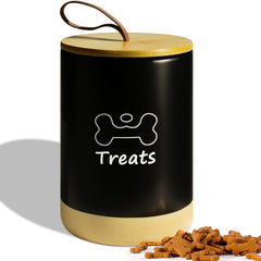NIXBYO dog treat container front view keeps snacks fresh with airtight lid.