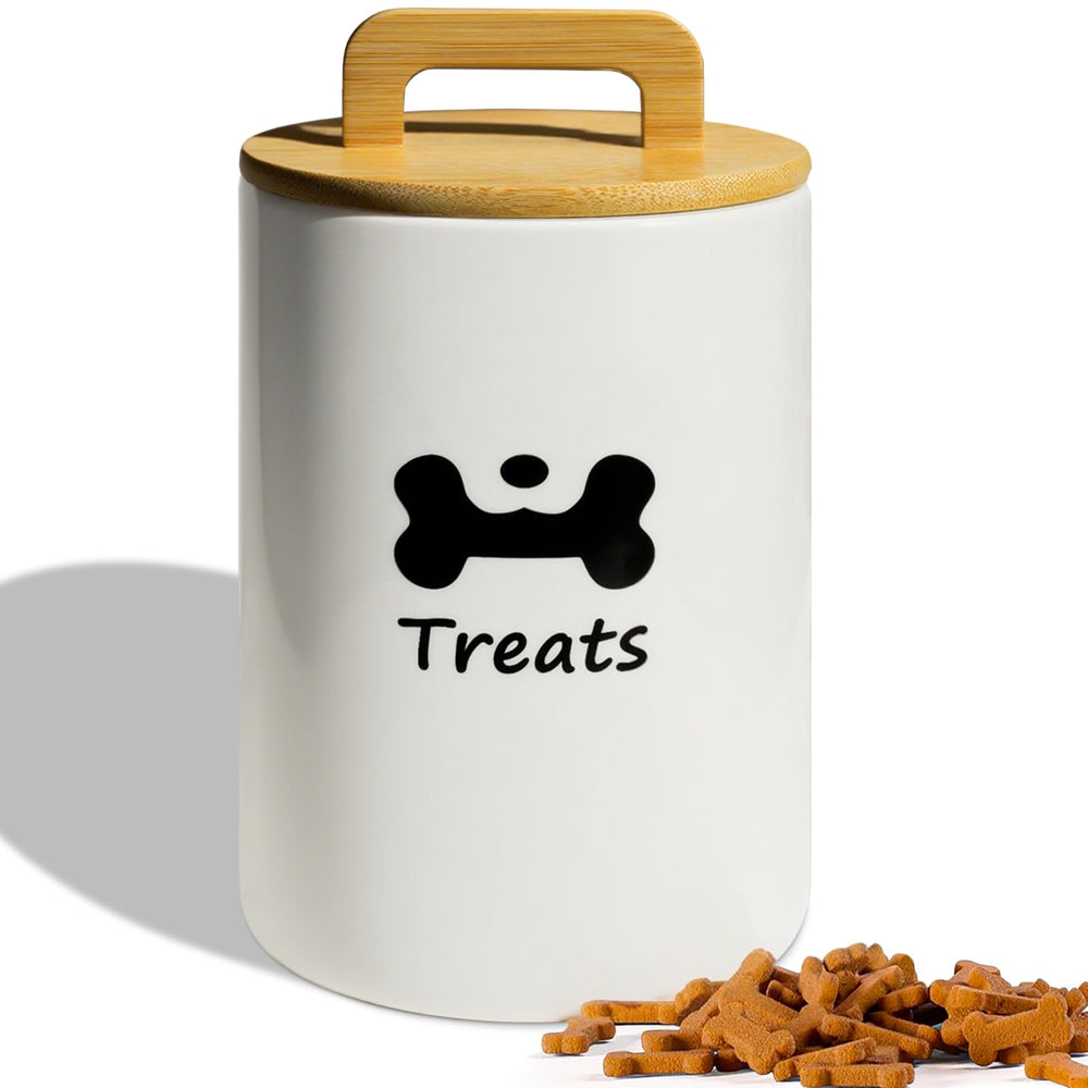 NIXBYO dog treat container with wide opening for easy scooping and cleaning