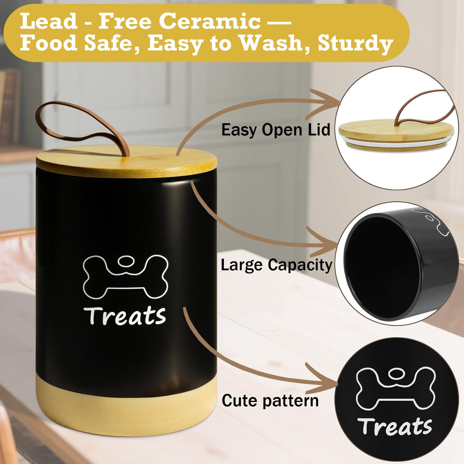 NIXBYO wide-opening jar makes scooping treats easy and quick.