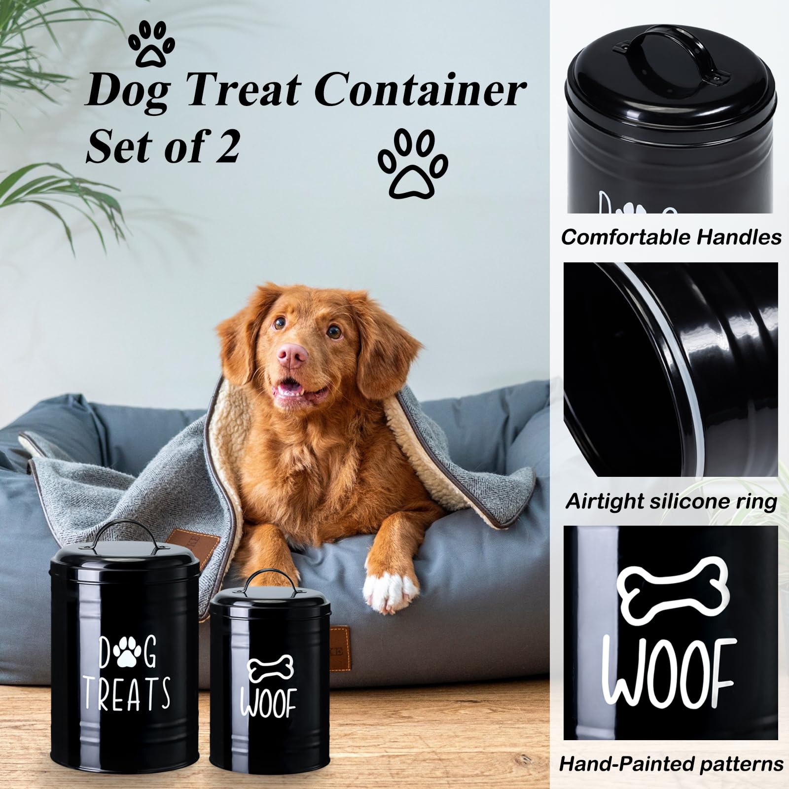 NIXBYO dog treat jar set on kitchen counter in farmhouse style