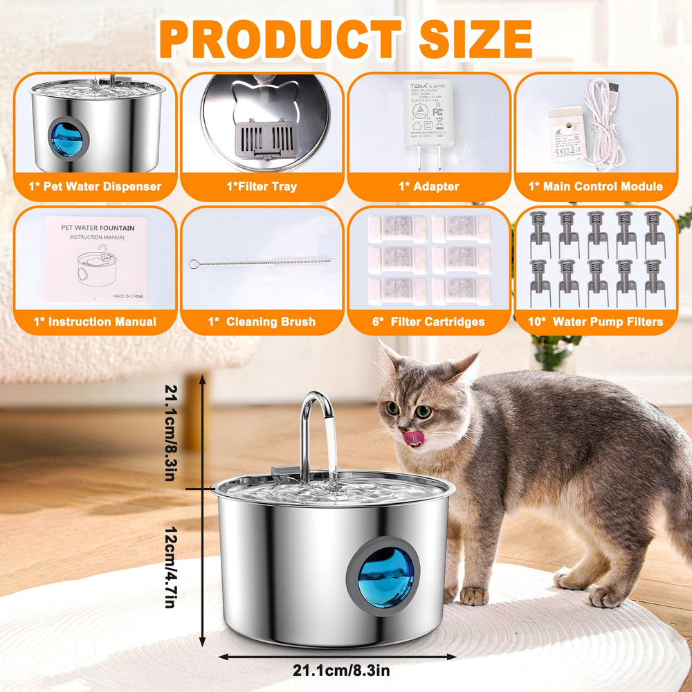 Nixegym dog water fountain stainless steel body is durable and easy to clean