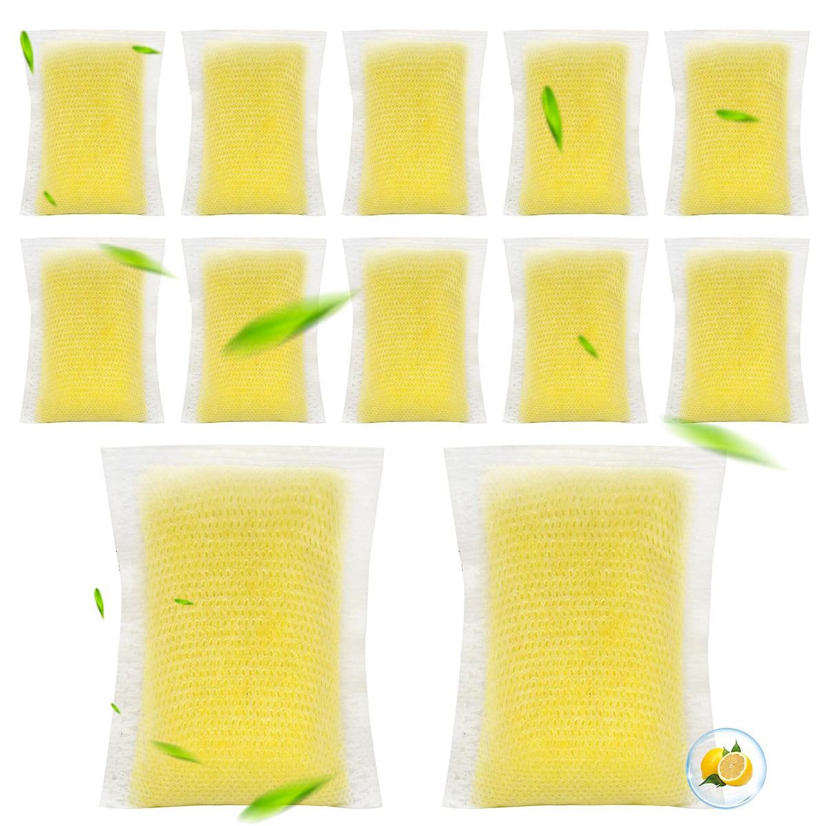 NIXOOT 12-pack deodorizer packs tucked into the robot pocket for fresh litter areas.