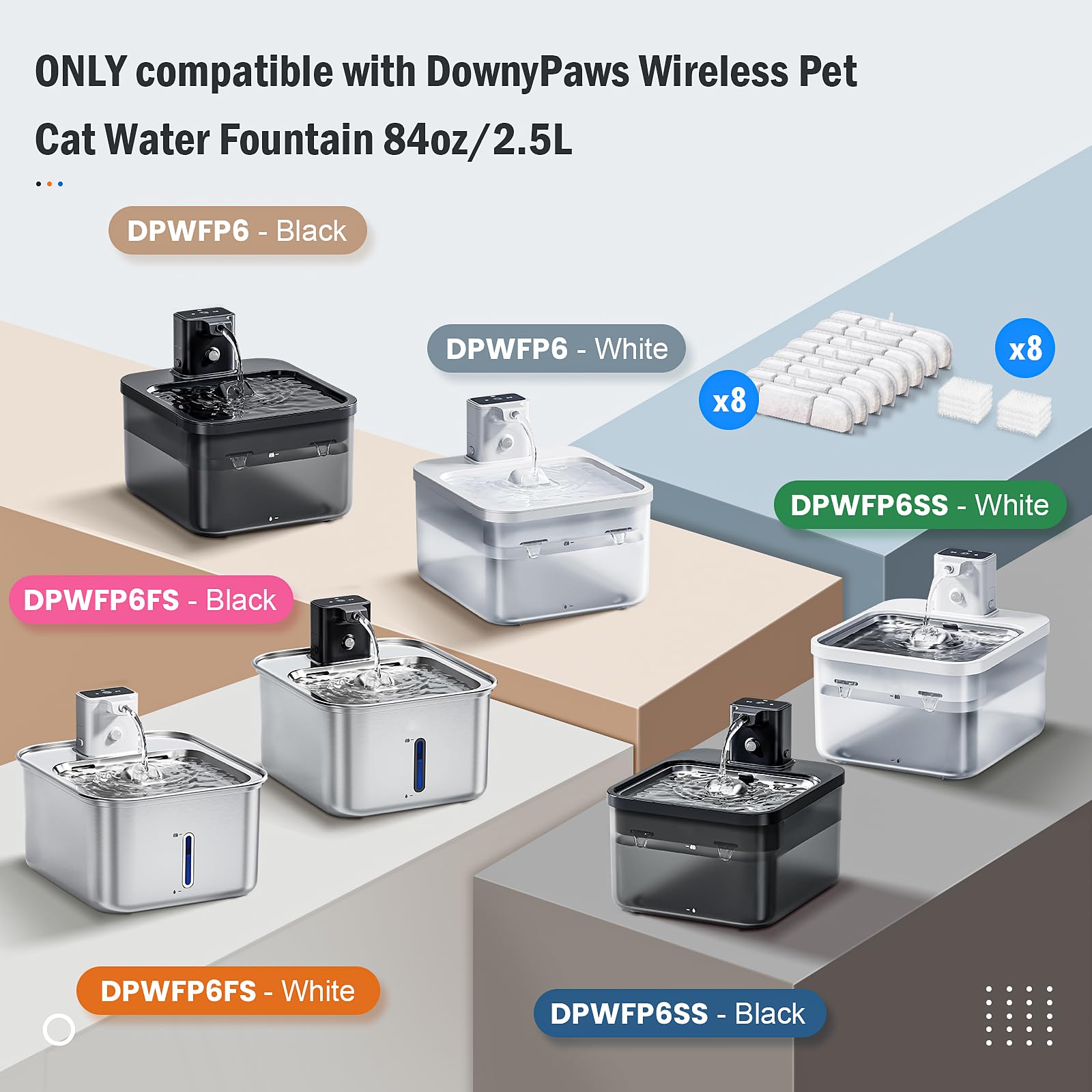 NIXOOT DownyPaws activated carbon filter absorbs odors for fresher drinking water.