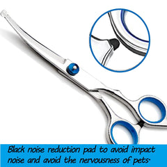 Nlmskzzy curved dog grooming scissors anti corrosion coating closeup highlights durability