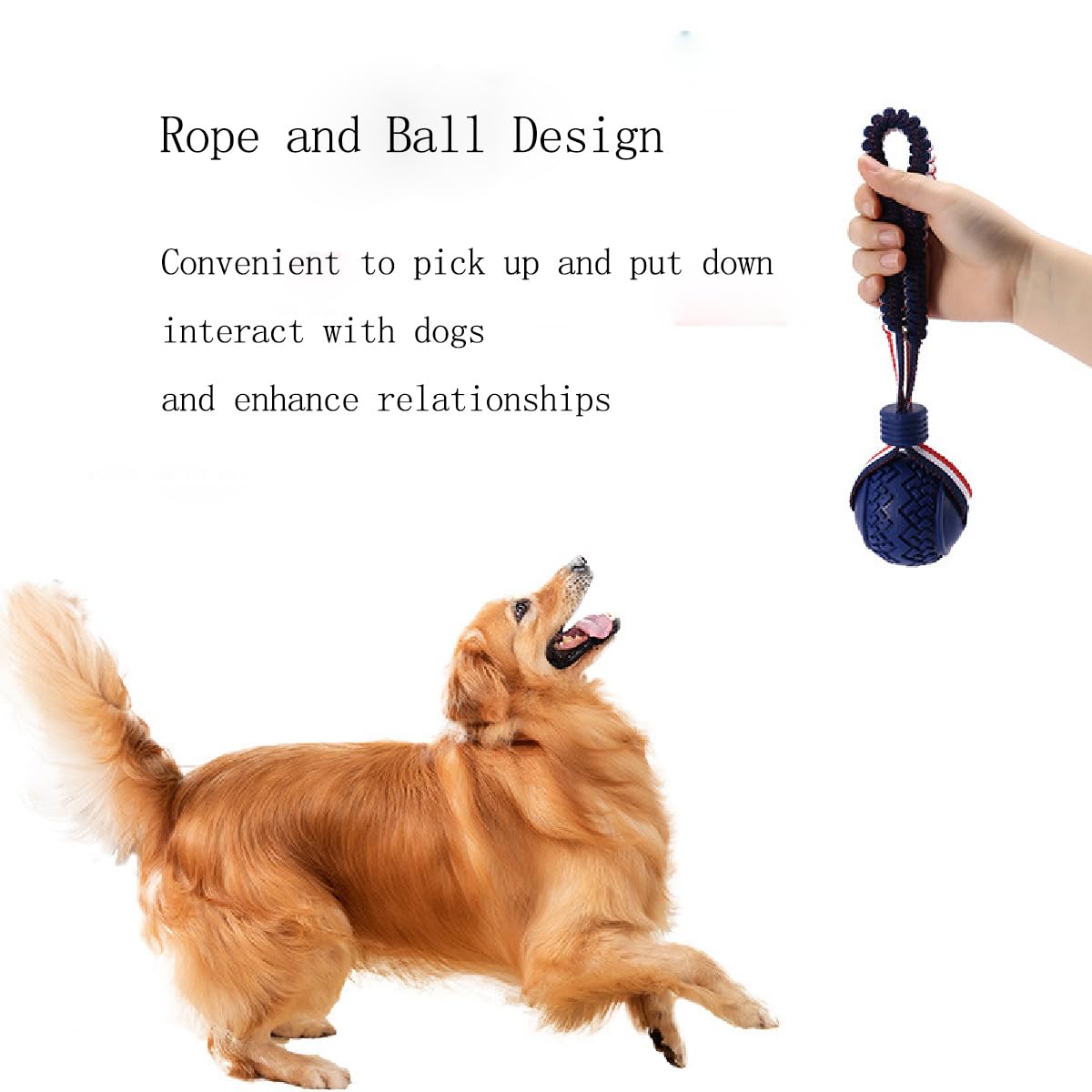Nlmskzzy dog ball with rope toy dog playtime in action for training and chewing.