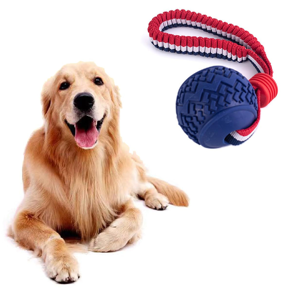 Nlmskzzy dog ball with rope toy easy-grip design enhances pickup during play.