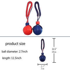 Nlmskzzy dog ball with rope toy front view ideal for tug-of-war and dental care.