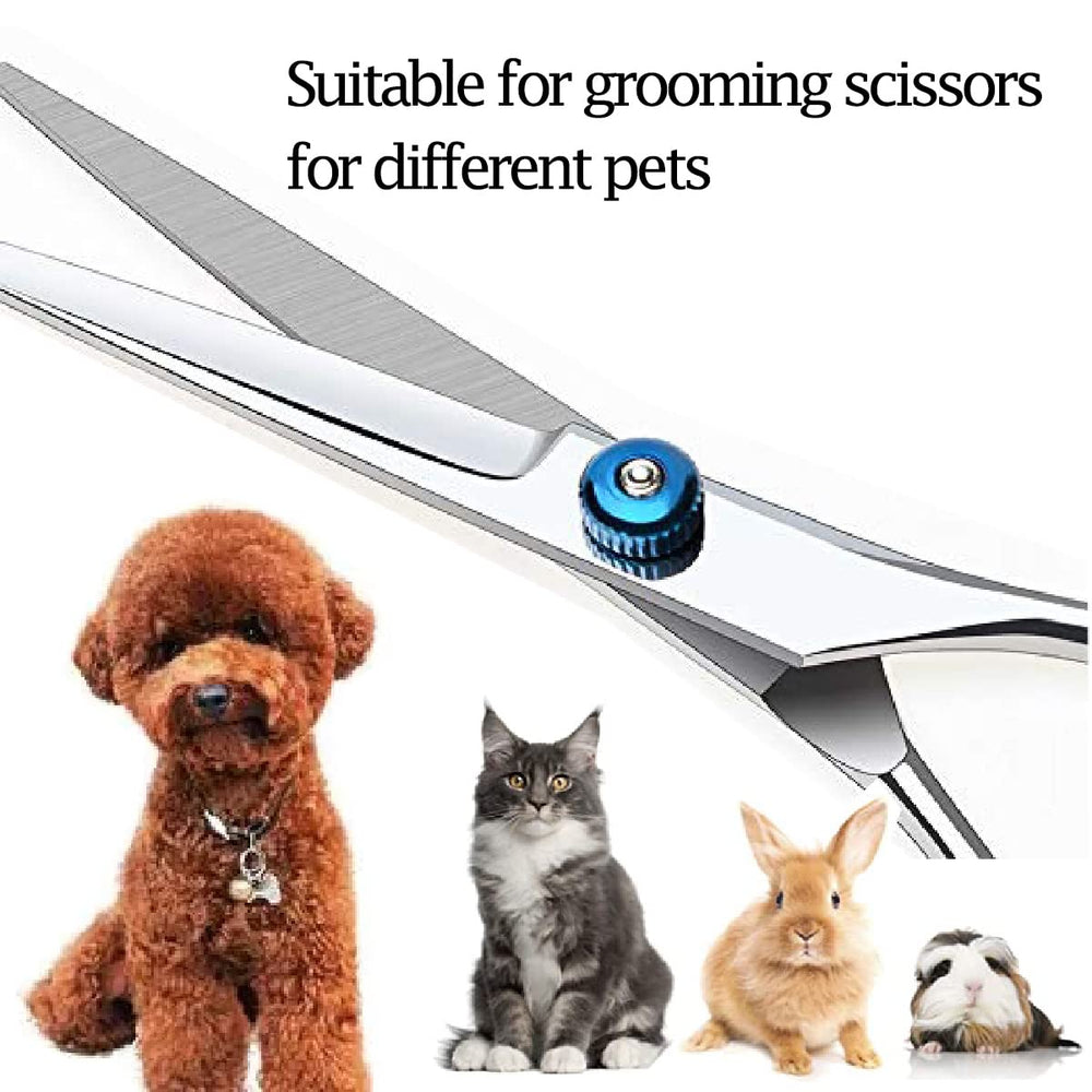 Nlmskzzy dog grooming scissors ergonomic handle with rubber rings reduces hand strain.