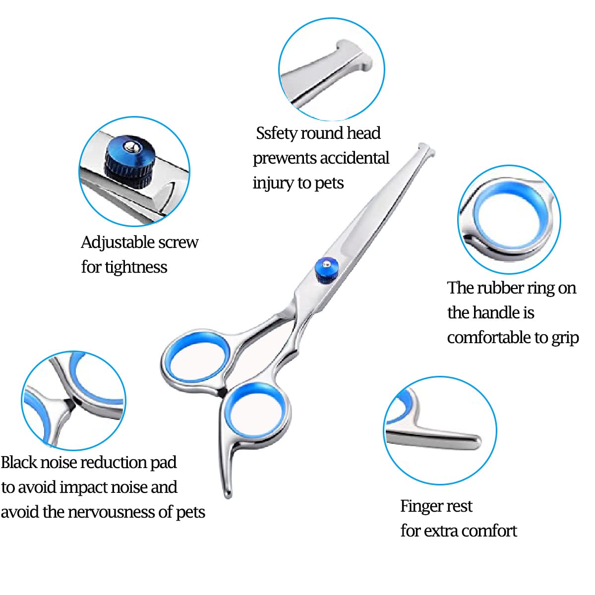 Nlmskzzy dog grooming scissors rounded tips for safe grooming around sensitive areas.