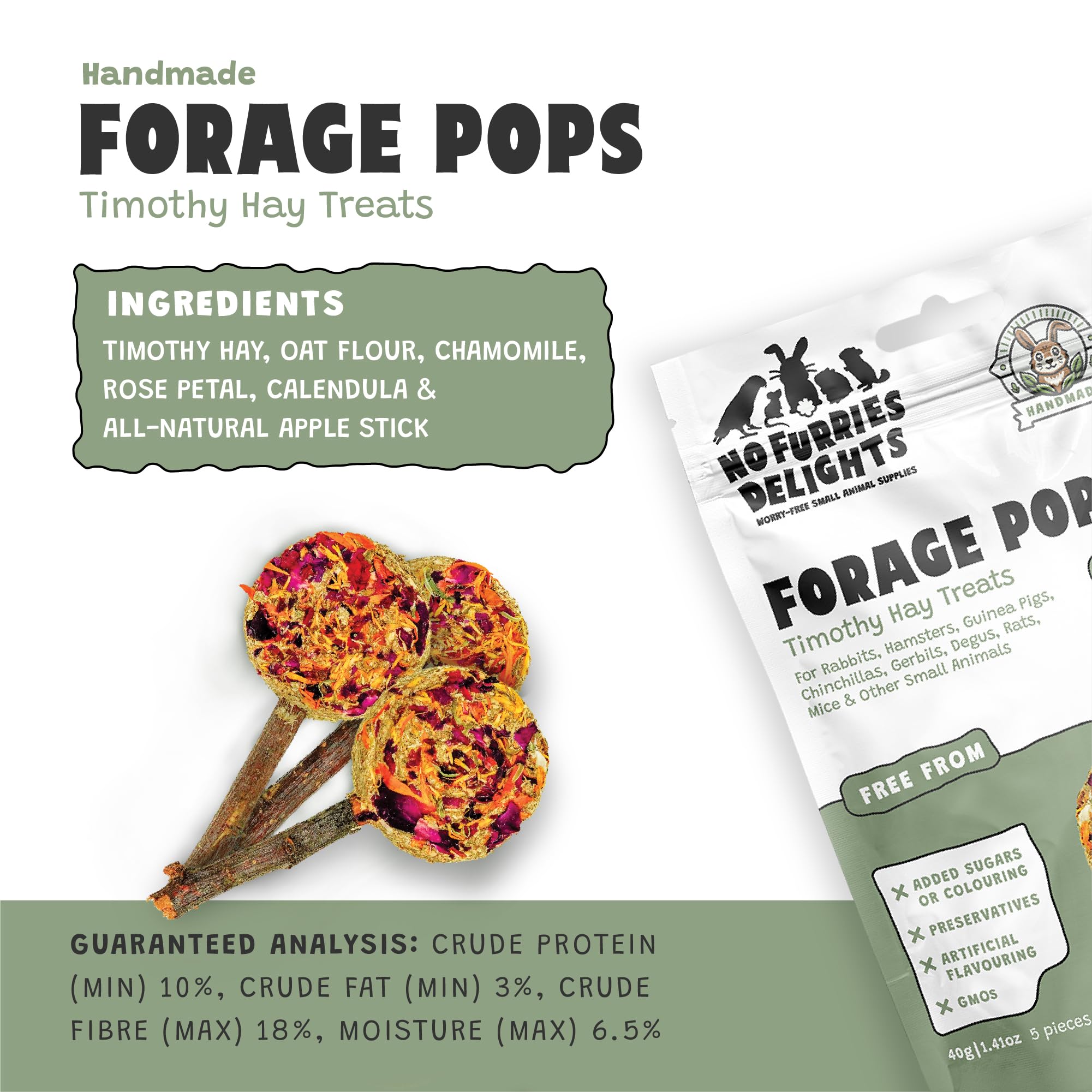 No Furries Delights forage pops small pet feature—perfect reward during bonding and play.